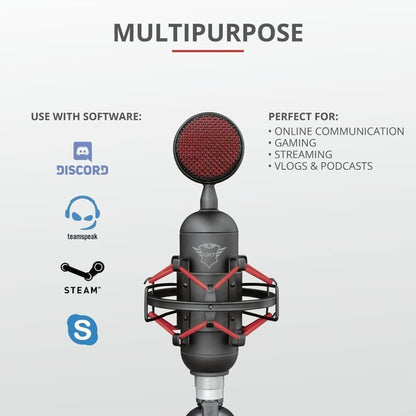 Trust GXT Buzz USB Streaming Microphone Background Noise Reduction Tripod Stand