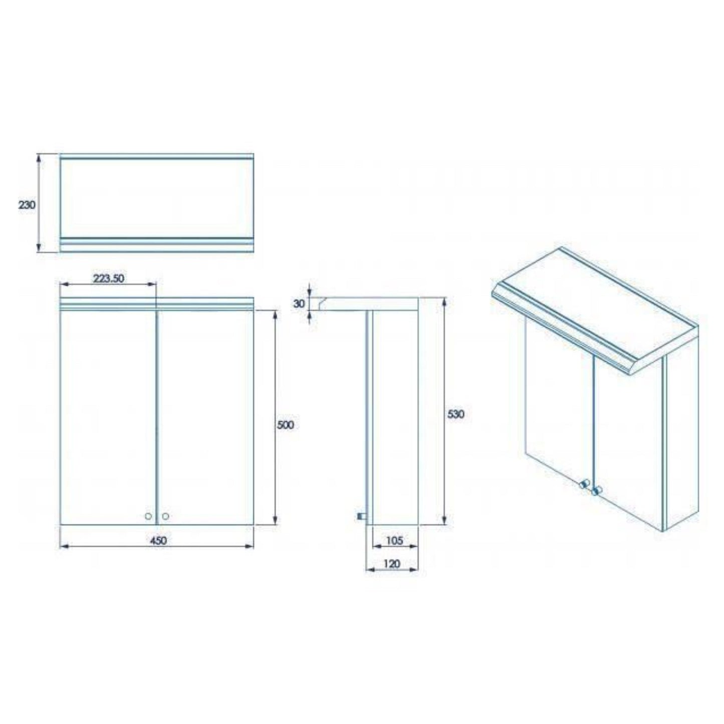 Croydex Shire 2 Door Mirror Cabinet with Light and Shaver Socket White WC26722