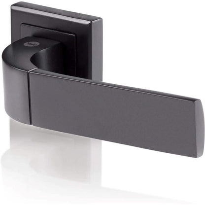 Yale Black Door Handle Bathroom Door Handles with Keyhole Covers Metal Bologna
