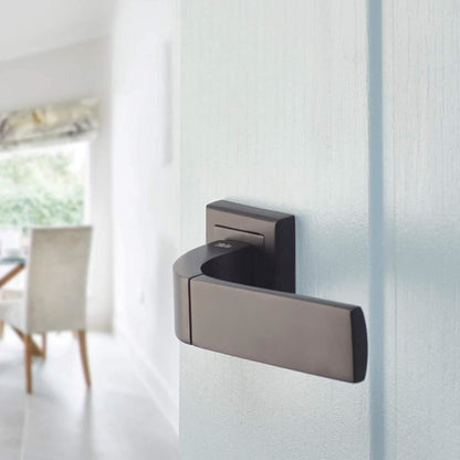 Yale Black Door Handle Bathroom Door Handles with Keyhole Covers Metal Bologna