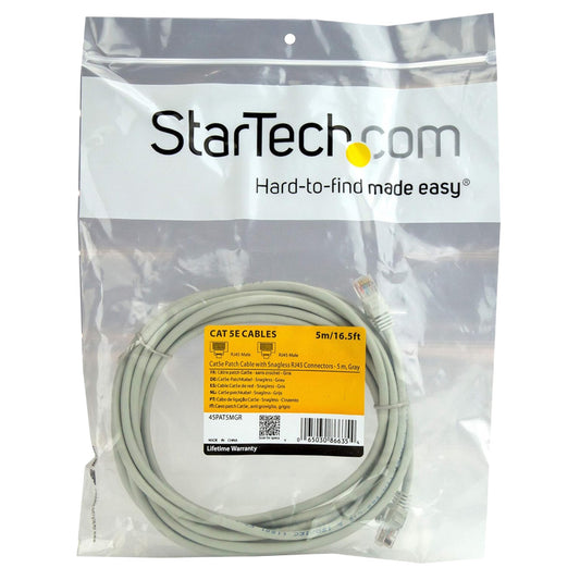 StarTech.com 5m CAT5e UTP RJ45 Ethernet Patch Cable Grey 45PAT5MGR
