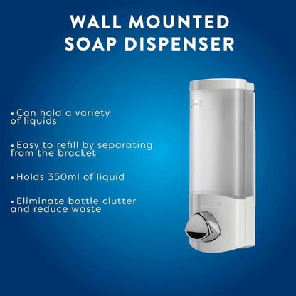 Croydex Wall Mounted Soap Dispenser Easy Refill Shower Gel Shampoo Conditioner