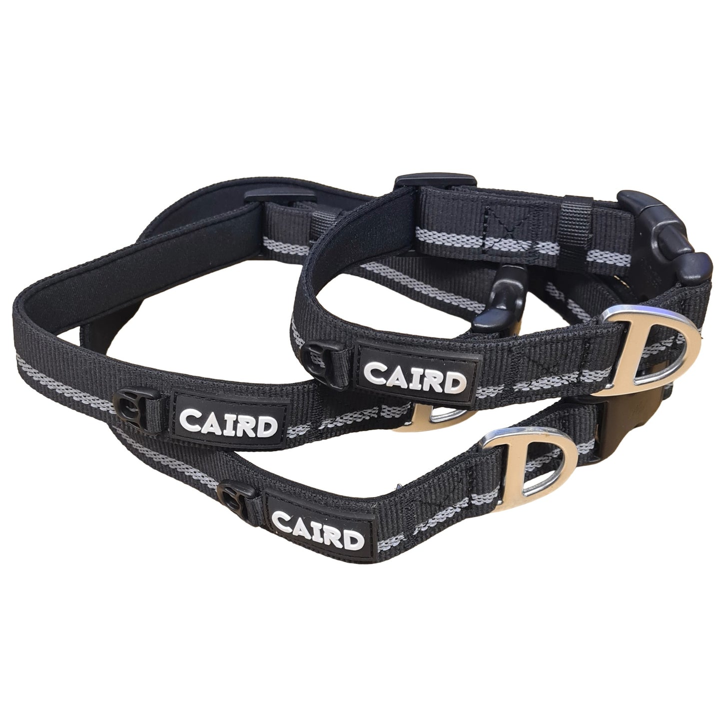 CAIRD Journey Light Adjustable Dog Collar Reflective Nylon Padded Neoprene (Black)